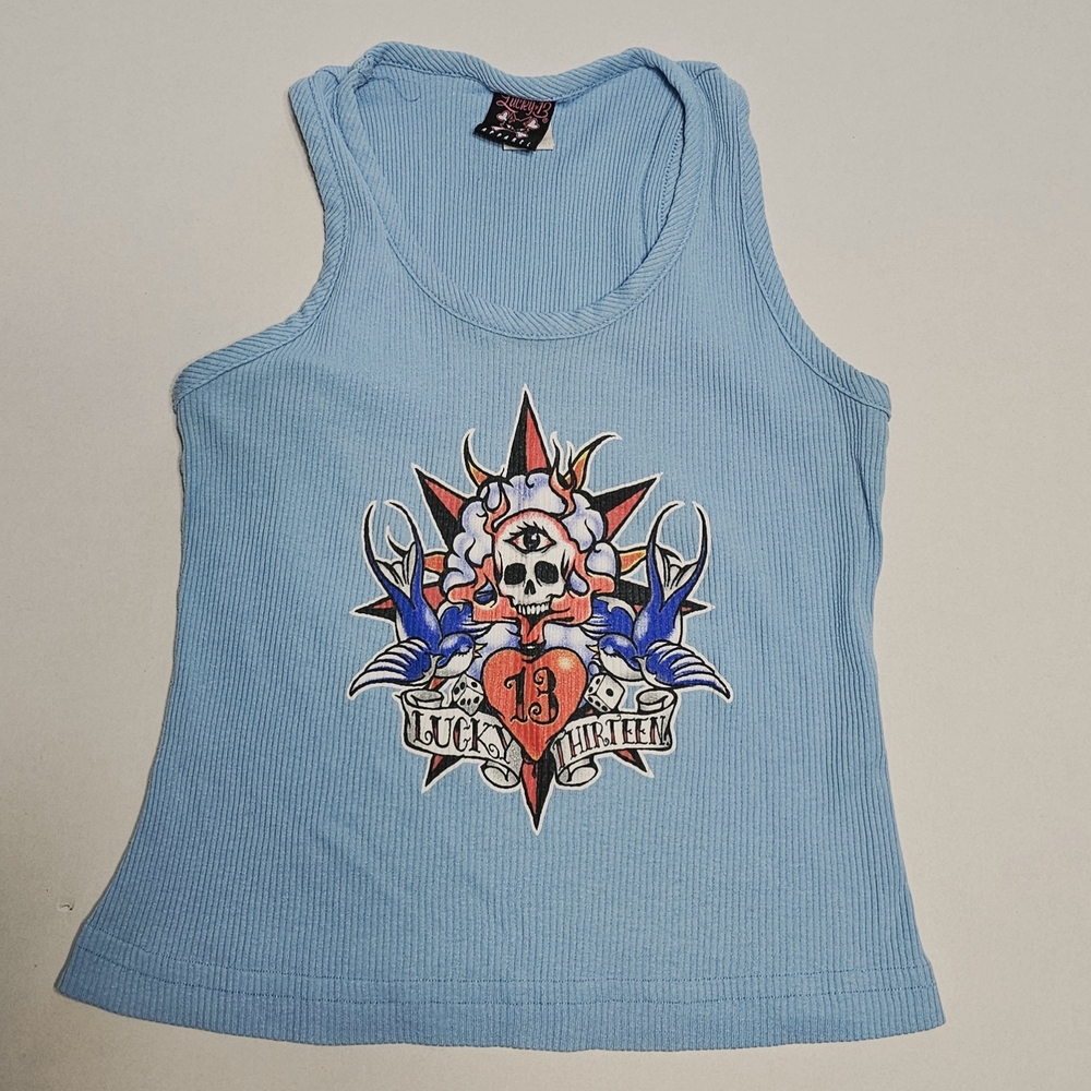 Light Blue Graphic Crop Top